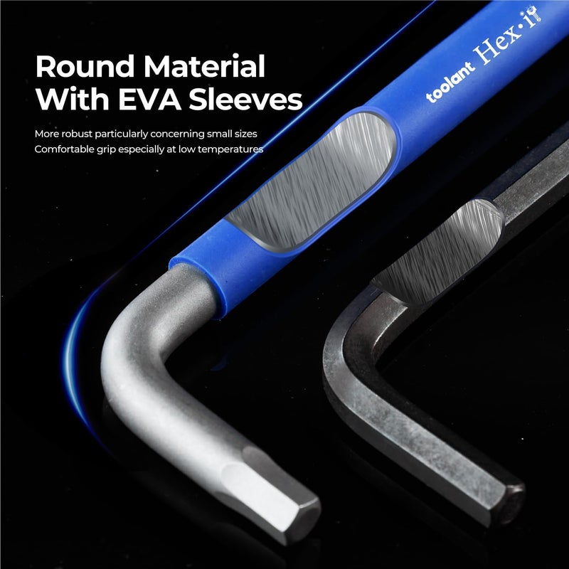 Kraftek Sae Allen Wrenches Sets 13pcs, Extra Long Arm Allen Key Set with Ball End, Crafted Hex Key Set with Color Coded Sleeves, Unique Patented Holder Design for Magnetizing and Demagnetizing - Image 3